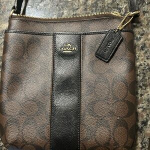 Coach Signature Brown and Black Crossbody Bag